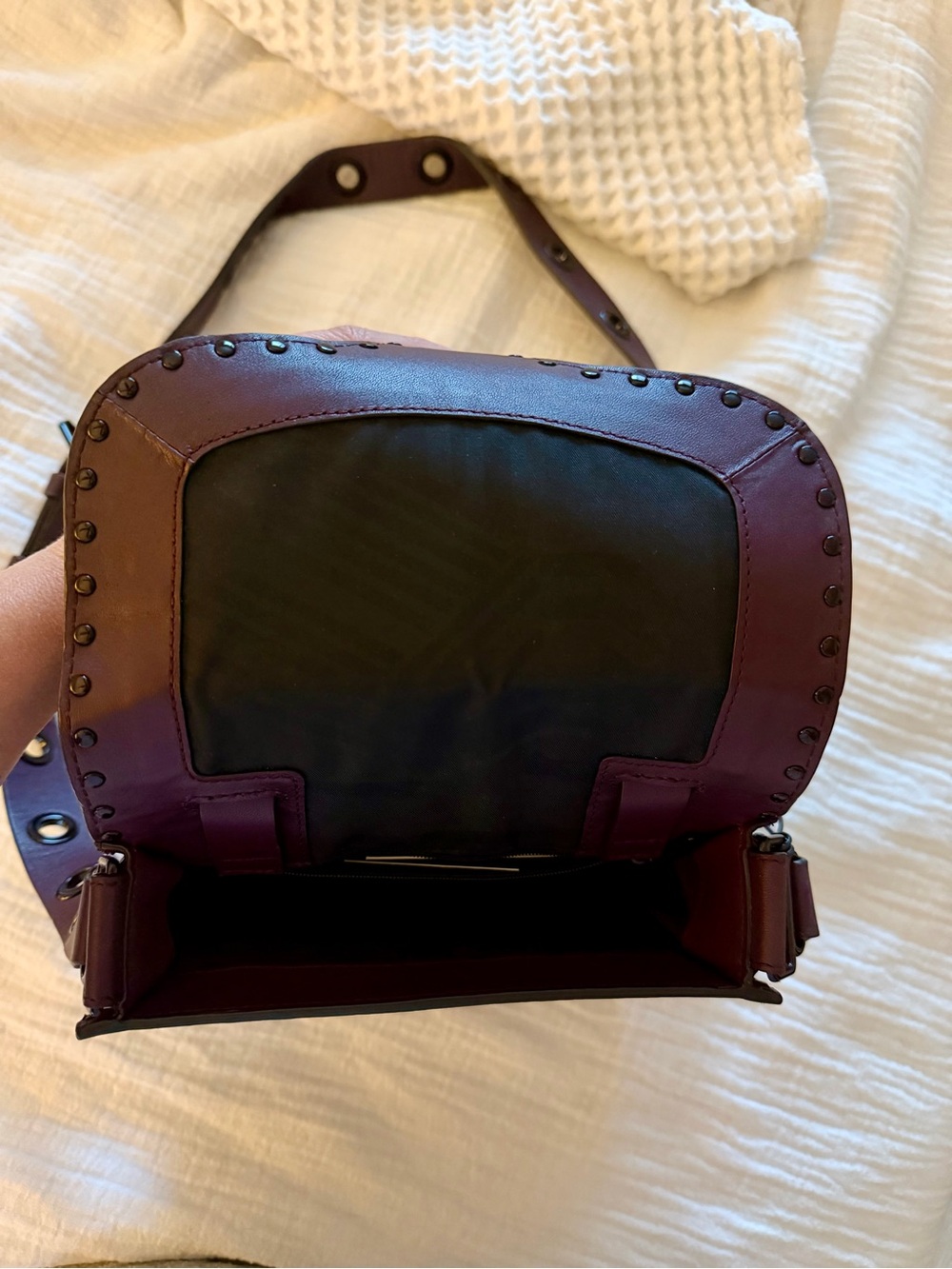 Rebecca Minkoff Plum Stud-Trim Leather Crossbody Bag - Picture 3 of 4